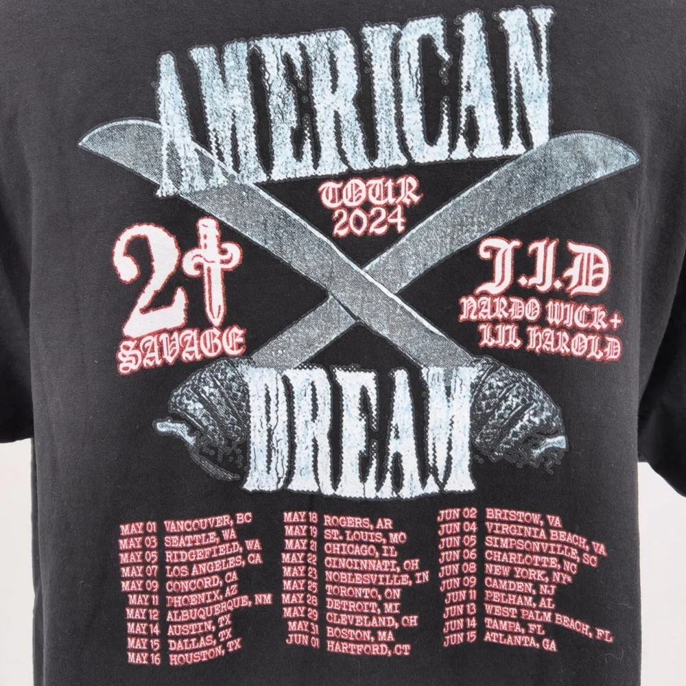21 Savage The American Dream 2024 Concert T-Shirt XL JJD Nardo Wick Lil Harold